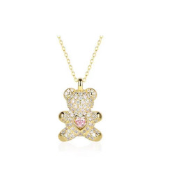 Monemel Kristal Gold Teddy Bear Kolye (Altın Kaplama) SEVGILIYE HEDIYE
